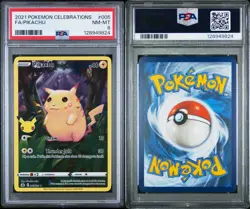 2021 Pokemon Celebrations 005 Full Art Pikachu Holo PSA 8 NM Rare Card Fresh - Image 3