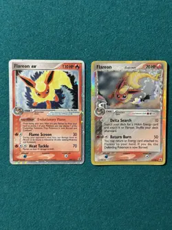 Flareon EX 108/113 & Flareon Delta Species 5/113 2005 Pokemon Card Low Grade Lot - Image 1