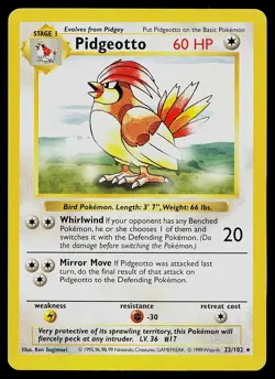 Pokemon Card - Pidgeotto Base Set (Shadowless) 22/102 Rare - Image 1