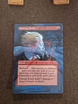 Painted MtG SEARING TOUCH Altered Full Art Magic Commander cEDH Nice! - Image 1