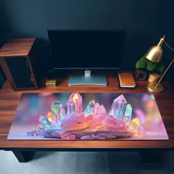 Crystal Dragon MTG Playmat - Kawaii Sleeping Dragon on Rainbow Crystals Mat - Image 3