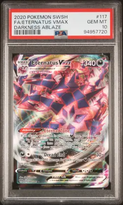 2020 POKEMON SWORD & SHIELD DARKNESS ABLAZE #117 FULL ART/ETERNATUS VMAX PSA 10 - Image 1