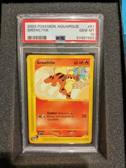 PSA 10 GEM MT 2003 Pokemon Aquapolis Growlithe #51 - Image 1