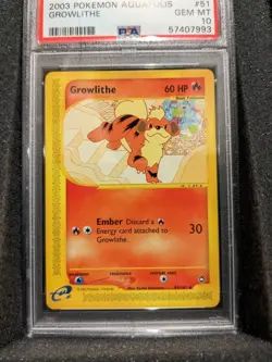 PSA 10 GEM MT 2003 Pokemon Aquapolis Growlithe #51 - Image 2