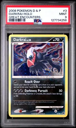 2008 POKEMON DIAMOND & PEARL GREAT ENCOUNTERS #3 DARKRAI-HOLO PSA 9 - Image 1