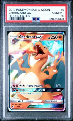 Pokemon Charizard GX #9 Sun & Moon Hidden Fates Ultra Rare PSA 10 Gem Mint - Image 1
