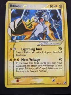 POKEMON TCG RAIKU GOLD STAR HOLO 114/115 EX UNSEEN FORCES NM - Image 1