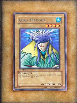 Yugioh Aqua Madoor LOB-027 Rare 1st Ed LP - Image 1