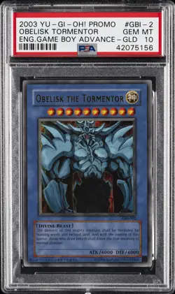 2003 YU-GI-OH! PROMO ENGLISH GAME BOY ADVANCE #002 OBELISK THE TORMENTOR PSA 10 - Image 1