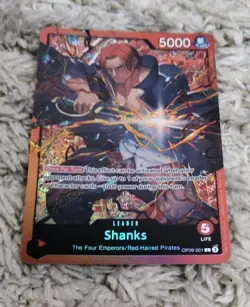 ONE PIECE SHANKS OP09-001 HOLO FOIL ALT ART LEADER TRADING CARD ENGLISH - Image 1
