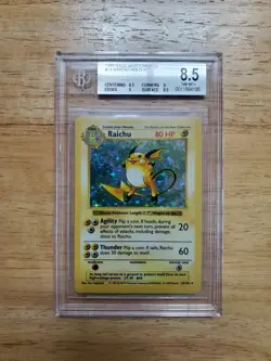 Pokemon BGS 8.5 NM/MINT+ 1999 Raichu Shadowless Base Set Holo Card - Image 1