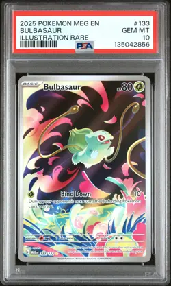Pokemon TCG Bulbasaur 133/132 Mega Evolution Illustration Rare Card - PSA 10 - Image 1