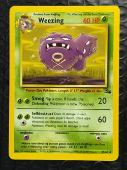 Weezing 45/62 Base Set Series Fossil UNCOMMON Stage 1 Pokemon Card 1999 WOTC MN - Image 1