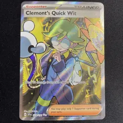 Pokemon Clemont's Quick Wit Holo Ultra Rare Card 229/191 Sv08: Surging Sparks - Image 1