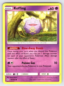 Koffing 76/236 2019 S&M Cosmic Eclipse Pokemon Card TCG Non Holo Common - Nm - Image 1