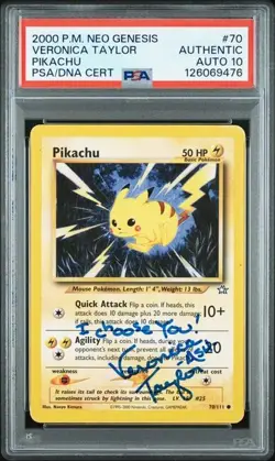 2000 Pokemon Neo Genesis Pikachu #70 Veronica Taylor Signed Card PSA/DNA 10 Auto - Image 3