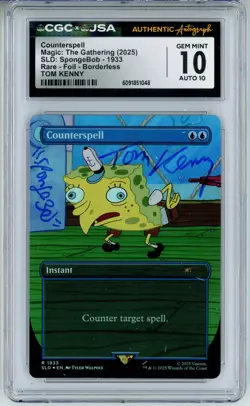 CGC GEM MINT 10 Auto 10 Tom Kenny Counterspell SDL Spongebob R 1933 Foil - Image 1