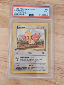 1999 Pokemon Jungle 62 Spearow 1st Edition PSA 9 Mint - Image 1