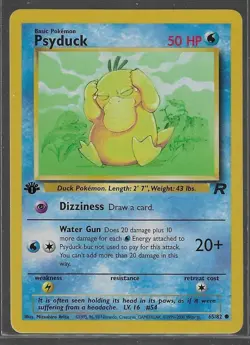 Pokemon TCG 1999-2000 Psyduck 65/82 Team Rocket 1st Edition WotC Near Mint NM - Image 1