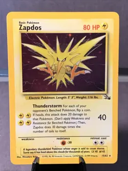 Pokemon TCG Zapdos 15/62 Fossil Set Corrected Holo Variant Rare 1999 VTG WOTC LP - Image 1