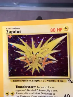 Pokemon TCG Zapdos 15/62 Fossil Set Corrected Holo Variant Rare 1999 VTG WOTC LP - Image 2