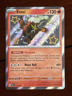 Pokemon Paldean Fates Entei Shiny Baby Rare 112/091 Holo - Image 1