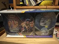 POKEMON 2022 GALAR PARTNERS ZAMAZENTA V & INTELEON 2 TIN PACK SEALED 9 PACKS - Image 1