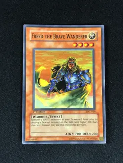 YUGIOH FREED THE BRAVE WANDERER IOC-014 1ST SUPER HP/CREASES - Image 1