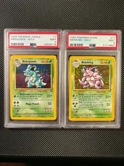 Nidoqueen and Nidoking Holo couple PSA 9 jungle/base set unlimited Pokemon cards - Image 1