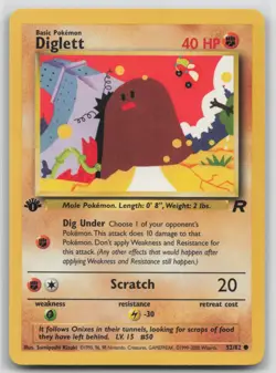 1st Edition Vintage Pokemon Card Diglett Common Team Rocket 52/82 VLP - Image 1
