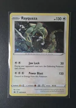 POKEMON RAYQUAZA SWSH029 BLACK PROMO STAR COSMOS WITH SWIRL HOLOFOIL NM CARD - Image 1