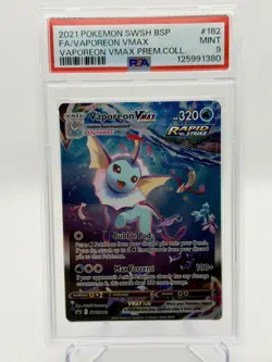 Pokemon Vaporeon VMAX TCG Sword & Shield SWSH182 Holo PSA 9 Promo Card - Image 1