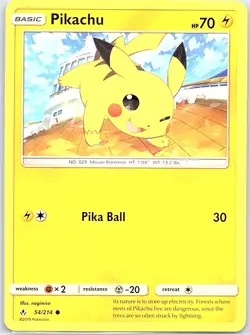 Pikachu 54/214 Non Holo SM - Unbroken Bonds - Pokemon Card - NM - Image 1