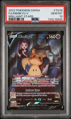 Pokemon TCG Mimikyu V Ultra Rare Card TG16/TG30 Brilliant Stars PSA 10 Gem Mint - Image 1