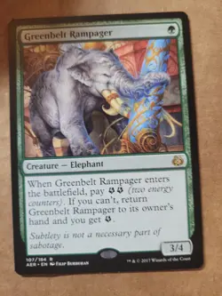 Greenbelt Rampager - Aether Revolt #107 Magic The Gathering AER MTG Elephant LP - Image 1