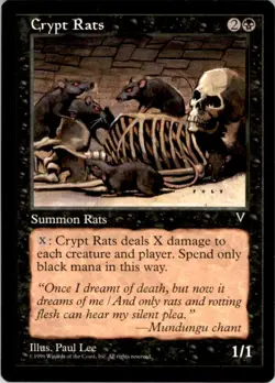 1996 MTG Visions Crypt Rats Light Play - Image 1