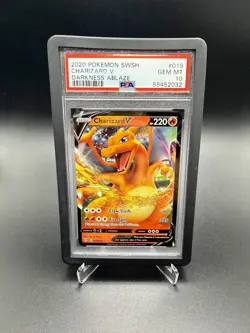 2020 Pokemon Sword & Shield Charizard V 019/189 Darkness Ablaze PSA 10 - Image 1