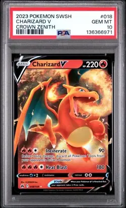 2023 Pokemon SWSH Crown Zenith Charizard V 018/159 PSA 10 - Image 1