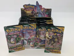 Lot (36) Pokemon SWSH Evolving Skies Booster Packs W/ Display Box & Soft Case - Image 1
