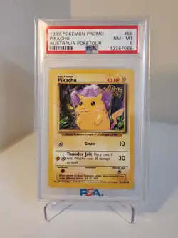 Pokemon PIKACHU PokeTour 1999 Stamped 58/102 Australia Promo Exclusive PSA 8 - Image 1