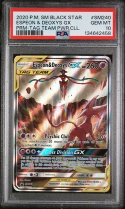 Pokemon Espeon & Deoxys GX Tag Team Powers Coll. Full Art Promo SM240 PSA 10 - Image 1