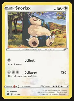 SWSH02: Rebel Clash Snorlax #141/192 Rare Pokemon Card - Image 1