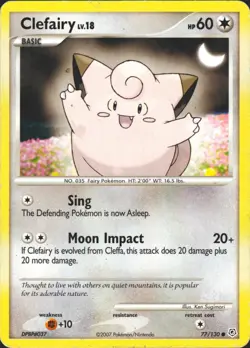 Clefairy 77/130 Diamond and Pearl Pokemon Card MP - Image 1
