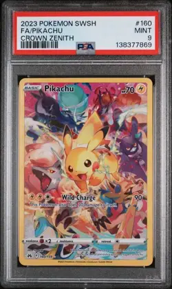2023 Pokemon SWSH Full Art FA Pikachu Crown Zenith 160/159 PSA 9 MINT - Image 1