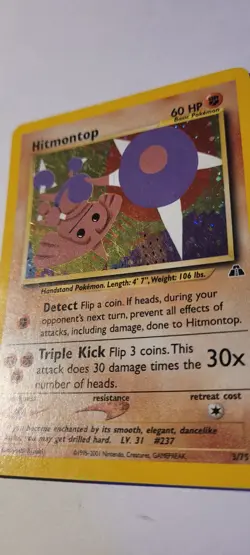 Hitmontop 3/75 Neo Discovery Holo Rare Pokemon LP - Image 4