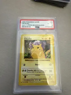 1999 POKEMON GAME RED CHEEKS SHADOWLESS PIKACHU PSA 4 VINTAGE - Image 1