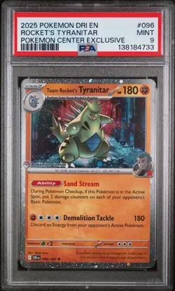 POKEMON DESTINED RIVALS #096 ROCKET'S TYRANITAR POKEMON CENTER EXCLUSIVE PSA 9 - Image 1