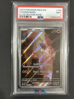 2023 POKEMON MEW EN-151 ILLUSTRATION RARE #168 CHARMANDER PSA 9 - Image 1