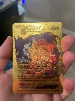 Pokemon Charizard V Evolution 508HP Gold Foil Fan Art Card SMP 26-43 V2 - Image 1