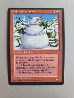 Goblin Snowman , MTG Ice Age (1995), Uncommon Red Creature NM - Image 1